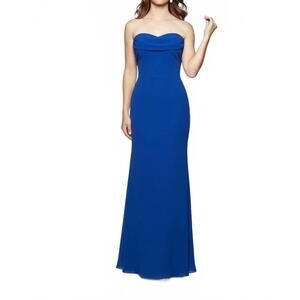 NEW MILANO FORMALS flowing cowl neck muse maxi dress in royal blue